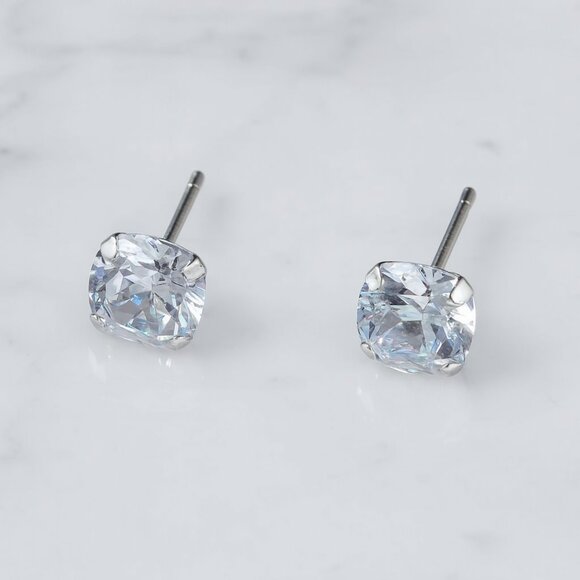 "Cohen" 2 Carat Silver Stud Luxe Earrings - Picture 2 of 2